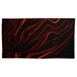 Funda De Cojín Largos trazos rojos ondulados sobre fondo negro