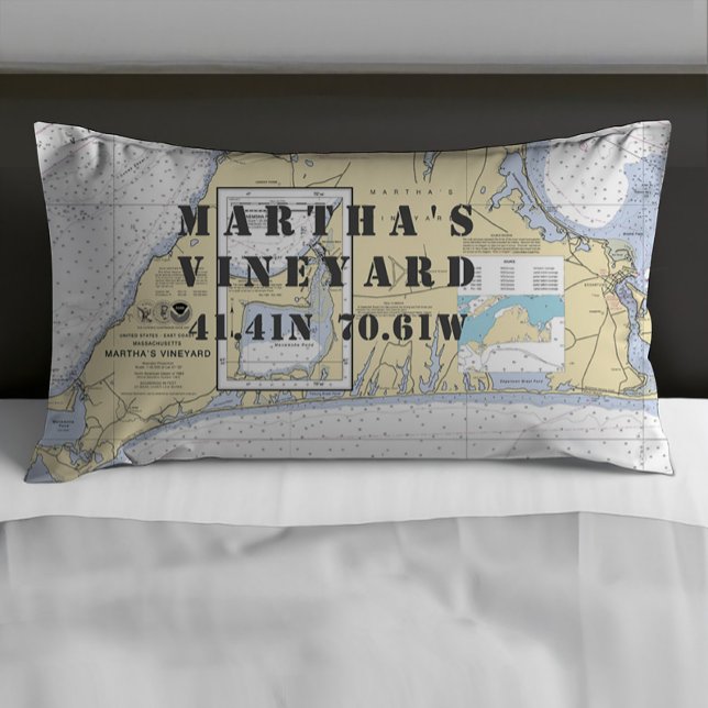 Funda De Cojín Latitud de longitud Martha's Vineyard Nautical (Subido por el creador)