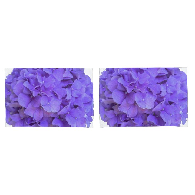 Funda De Cojín Lavanda lila púrpura Hidrangeas flores púrpuras (Anverso - Set)