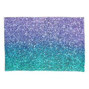 Funda De Cojín Lavanda Morado y Verde azulado Aqua Green Sparkly