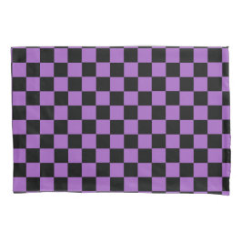 Funda De Cojín Lavanda y patrón negro de verificación