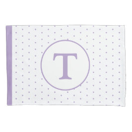 Funda De Cojín Lavender Polka-Dot Chica Monograma Pillowcase