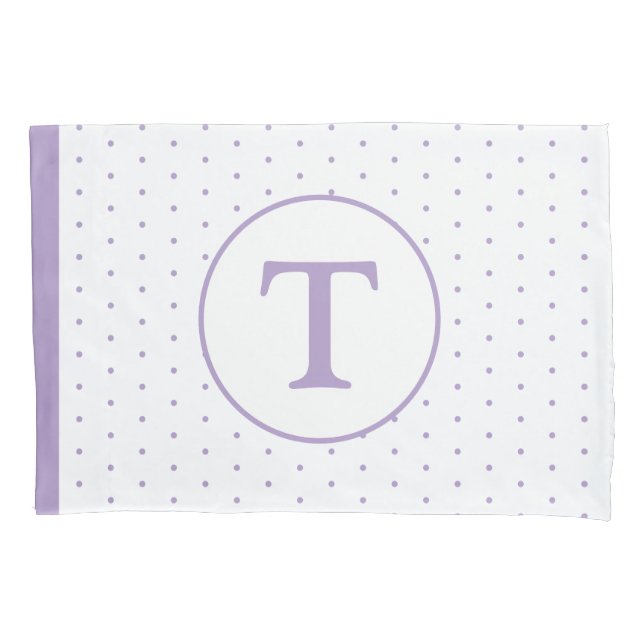 Funda De Cojín Lavender Polka-Dot Chica Monograma Pillowcase (Anverso)