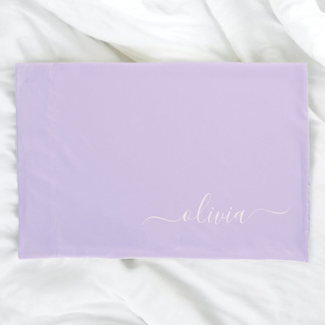 Funda De Cojín Lavender Purple Modern Script Girly Monograma Nomb (Subido por el creador)