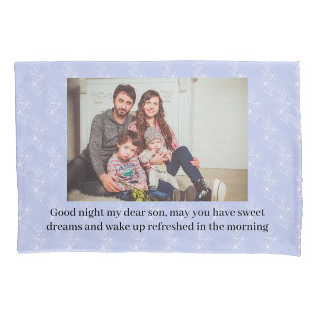 Funda De Cojín Lavender Simple Floral Azul con foto (Anverso)