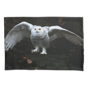 Funda De Cojín Lechuza nevada con ala abierta pcnm