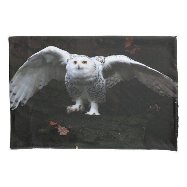 Funda De Cojín Lechuza nevada con alas abiertas pcm (Anverso)