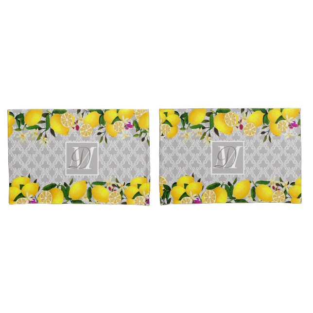 Funda De Cojín Lemon Days Motif Gray (Anverso - Set)
