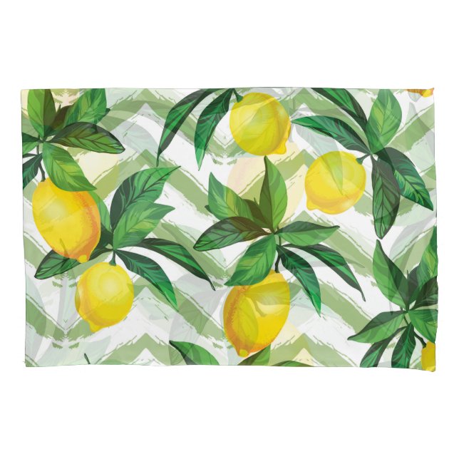 Funda De Cojín Lemon zigzag: patrón pintado a mano. (Anverso)