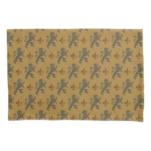 Funda De Cojín Leones medievales negros Fleurs