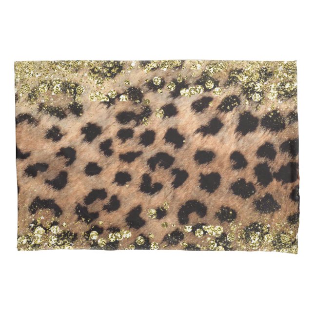 Funda De Cojín Leopard Cheetah Animal Print Gold Purpurina modern (Anverso)