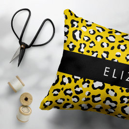 Funda De Cojín Leopard Print, Spots, Yellow Leopard, tu nombre