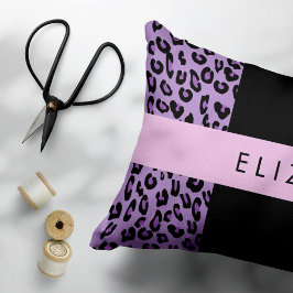 Funda De Cojín Leopard Print, Zebra Print, Purple, Tu Nombre