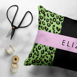 Funda De Cojín Leopardo Print, Zebra Print, Green, Your Name