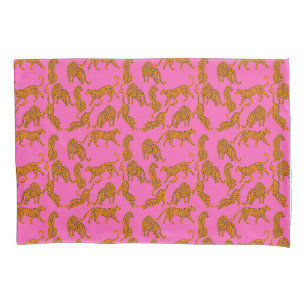 Funda De Cojín Leopardos abstractos con labios rojos y ganancias