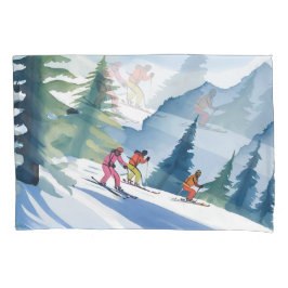 Funda De Cojín Let’s Go Skiing | Winter Watercolor Painting