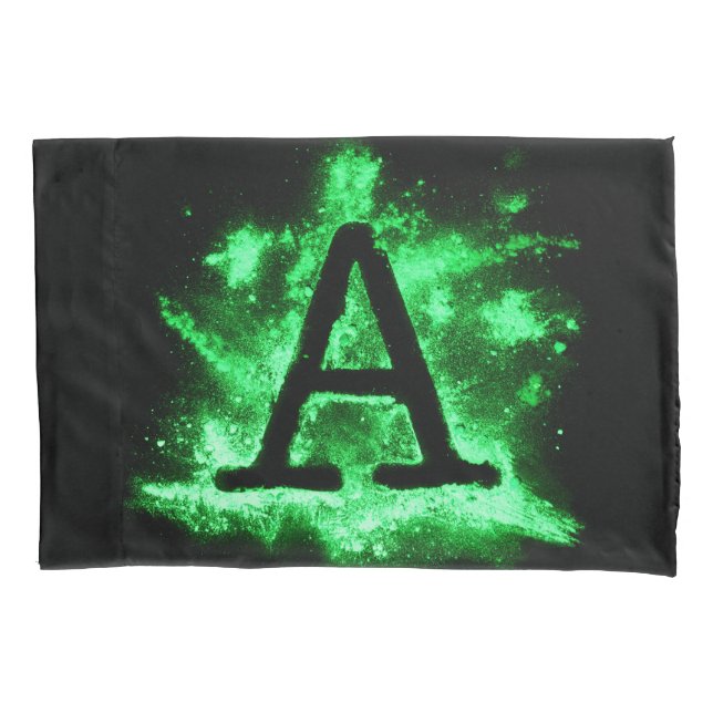 Funda De Cojín Letra a alfabeto mayúscula verde (Anverso)