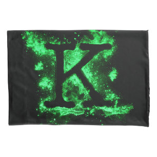 Funda De Cojín Letra K mayúscula verde alfabeto