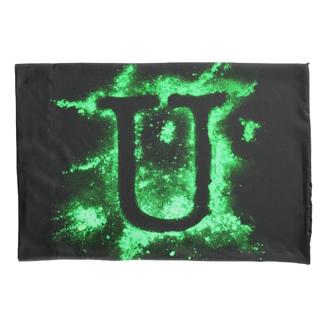 Funda De Cojín Letra U mayúscula verde alfabeto (Anverso)