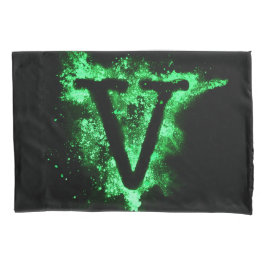 Funda De Cojín Letra V alfabeto de mayúscula verde