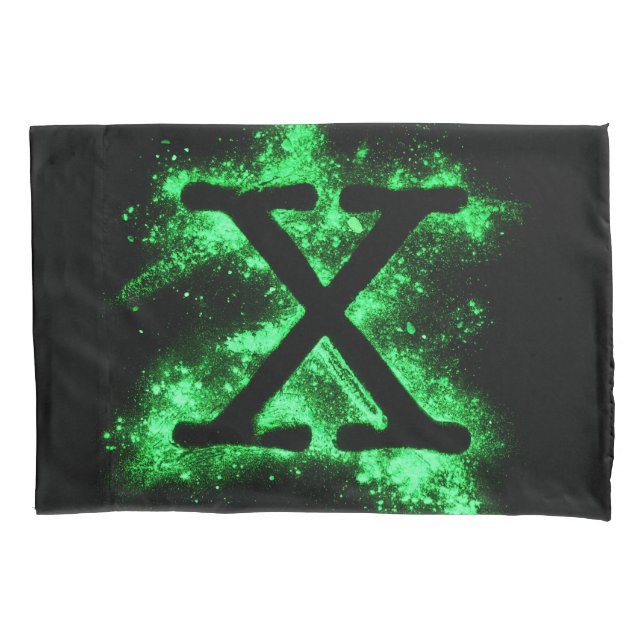 Funda De Cojín Letra X mayúscula verde alfabeto (Anverso)