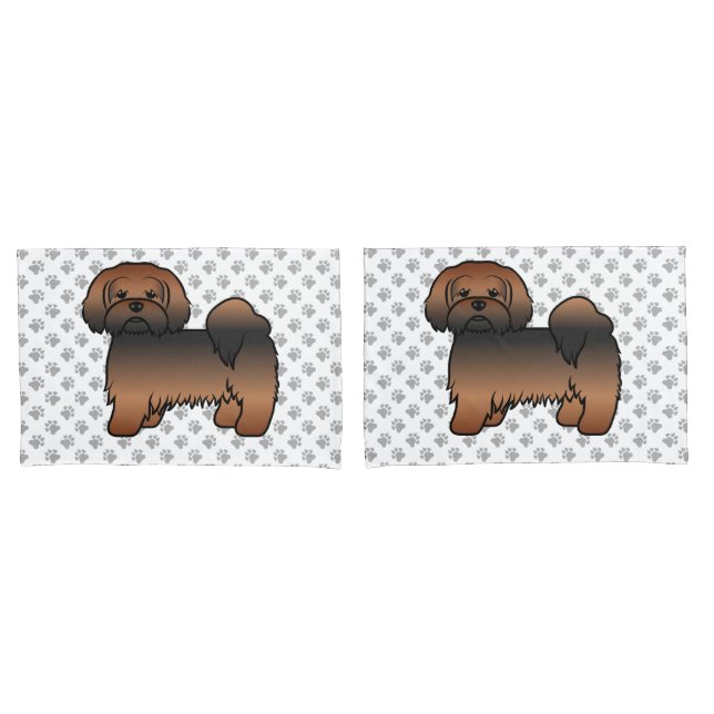 Funda De Cojín Lhasa Apso Sable Rojo Perro de Dibujos Animados Li (Anverso - Set)