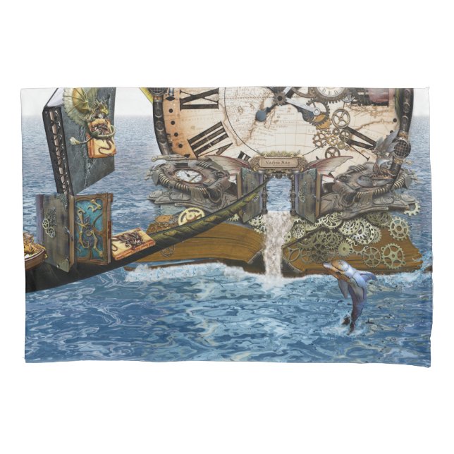 Funda De Cojín Libro de historia del dragón de vapor (Anverso)