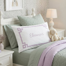 Funda De Cojín Lilac Púrpura Clave Griega Monograma Estándar