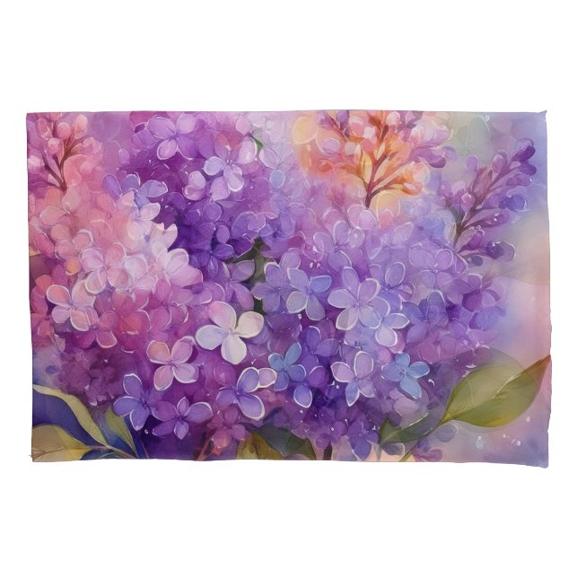 Funda De Cojín Lilas en Acuarela (Anverso)