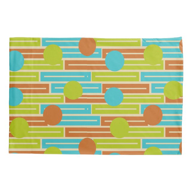 Funda De Cojín Lime Green, Cinnamon Brown, Turquesa Rectángulos (Reverso)