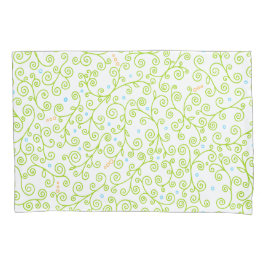 Funda De Cojín Lime Green Curlicue Vines | Patrón caprichoso