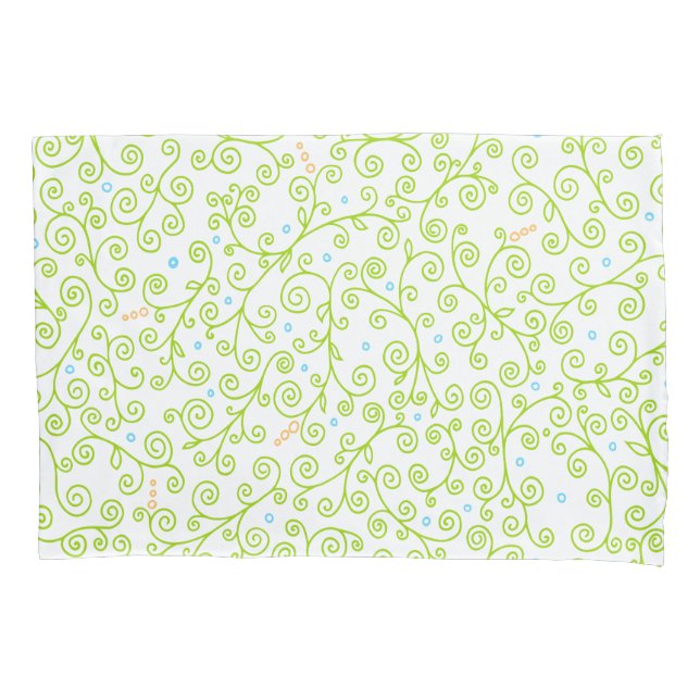 Funda De Cojín Lime Green Curlicue Vines | Patrón caprichoso (Anverso)