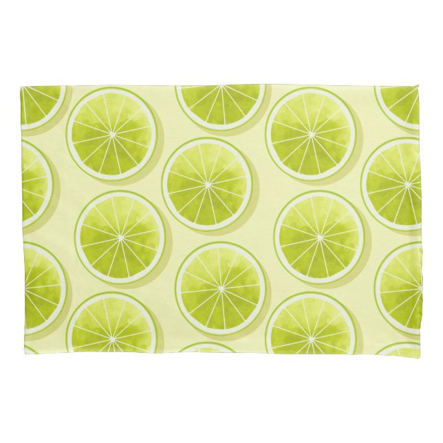 Funda De Cojín Lime Slices en amarillo claro (Anverso)