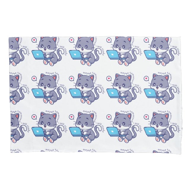 Funda De Cojín linda estudiante perezosa - tal vez mañana estudia (Anverso)