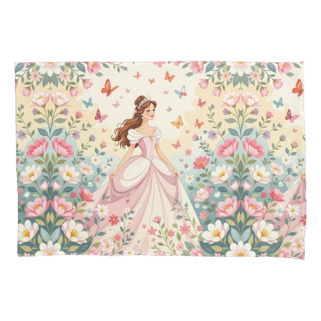 Funda De Cojín Linda princesa con mariposas (Anverso)