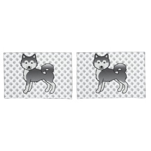 Funda De Cojín Lindo perro de dibujos animados Malamute azul de A