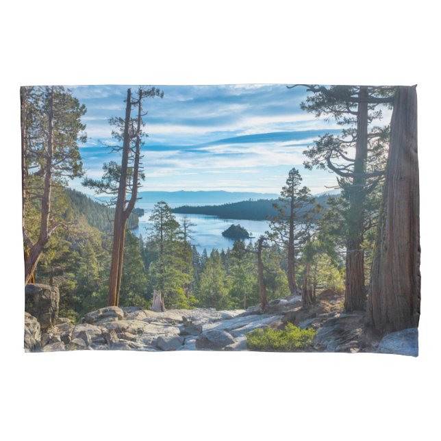 Funda De Cojín Línea costera | Bahía Esmeralda, Lago Tahoe, Calif (Anverso)