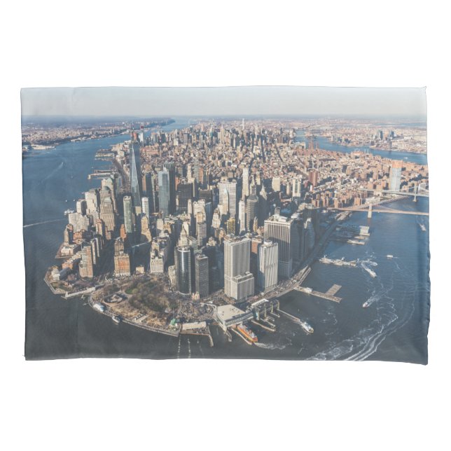 Funda De Cojín Línea costera | Manhattan, Nueva York (Anverso)
