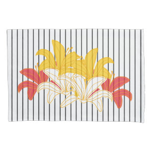 Funda De Cojín Lirio blanco negro Naranja amarillo