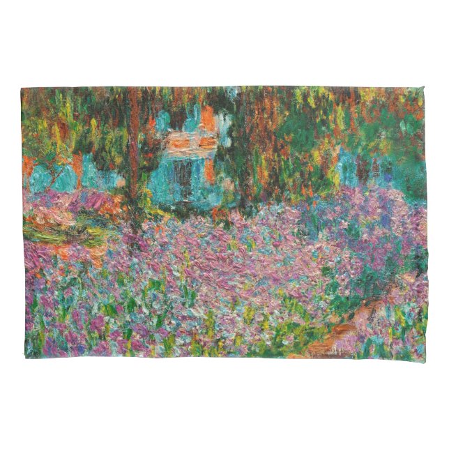 Funda De Cojín Lirios jardín de Monet Giverny flores (Anverso)