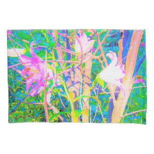 Funda De Cojín Lirios Orientales Abstractos en Mi Jardín Rubio