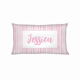 Funda De Cojín Little Girls Pink Watercolor Stripes