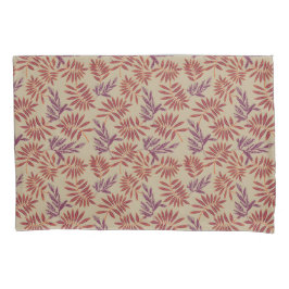 Funda De Cojín Lively Red and Purple Leaf Motifs on Neutral Beige