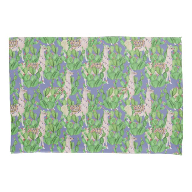 Funda De Cojín Llama de la acuarela y modelo de Catus (Anverso-izquierdo)