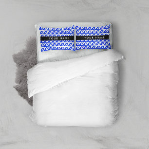 Funda De Cojín Llave de malandrina griega, llave de ola, azul, tu