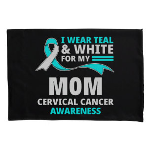 Funda De Cojín Llevo Verde Azulado Y Blanco Mi Mamá Cáncer Cervic
