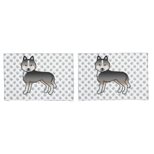 Funda De Cojín Lobo Claro Husky Siberiano Gris Perro de Dibujos A