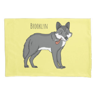 Funda De Cojín Lobo gris con ilustracion de personalizado de tube