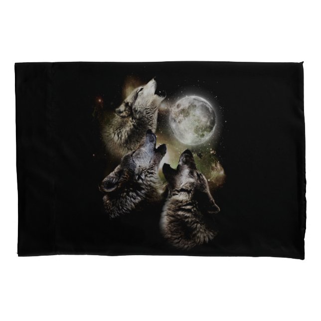 Funda De Cojín Lobos Aullando Luna Llena (Anverso)