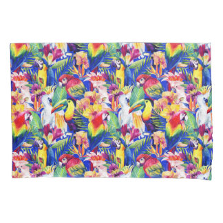 Funda De Cojín Loros de la acuarela